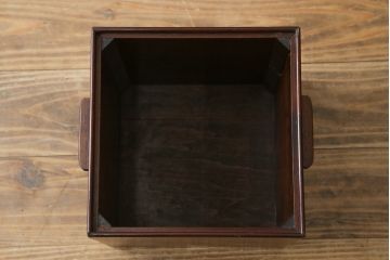 和製アンティーク　シンプルなデザインで取り入れやすい古い花梨(カリン)材のゴミ箱(ごみ箱、くず入れ、収納ボックス)(R-072895)