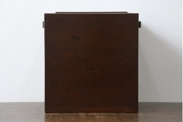 和製アンティーク　シンプルなデザインで取り入れやすい古い花梨(カリン)材のゴミ箱(ごみ箱、くず入れ、収納ボックス)(R-072895)