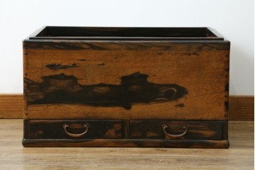 和製アンティーク　黒柿材の独特な杢目が魅力的な長火鉢　(R-072896)