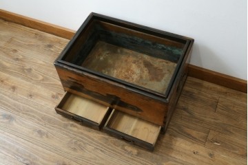 和製アンティーク　黒柿材の独特な杢目が魅力的な長火鉢　(R-072896)