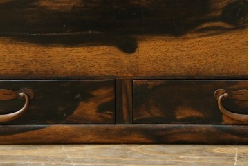 和製アンティーク　黒柿材の独特な杢目が魅力的な長火鉢　(R-072896)