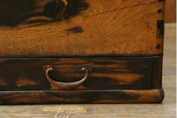 和製アンティーク　黒柿材の独特な杢目が魅力的な長火鉢　(R-072896)