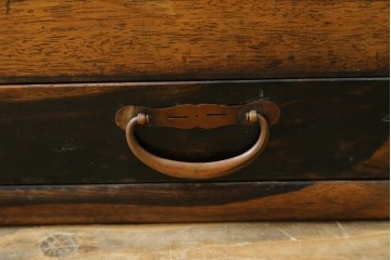 和製アンティーク　黒柿材の独特な杢目が魅力的な長火鉢　(R-072896)