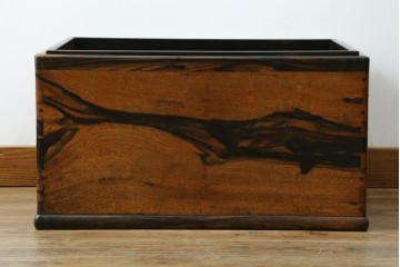 和製アンティーク　黒柿材の独特な杢目が魅力的な長火鉢　(R-072896)