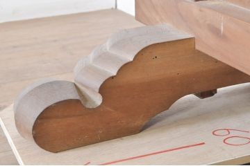 和製アンティーク　大振り!!　漆絵入り鏡と総欅(ケヤキ)スタンドの姿見(スタンドミラー、鏡)(R-072904)