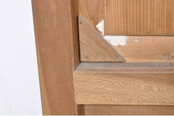 和製アンティーク　大振り!!　漆絵入り鏡と総欅(ケヤキ)スタンドの姿見(スタンドミラー、鏡)(R-072904)