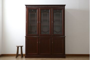 中古　美品!!　IDC大塚家具　「グレース」シリーズ　マホガニー材　シックな佇まいが魅力的なダイニングボード(キャビネット、食器棚、収納棚、戸棚)(定価約50万円)(R-072905)
