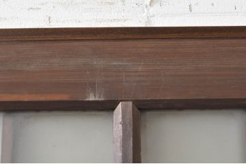 アンティーク建具　風情のある佇まいが魅力的な格子入りガラス戸4枚セット(引き戸、格子戸、ガラス帯戸)(R-072906)