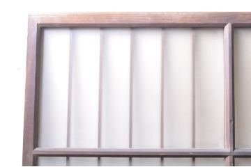 ビンテージ建具　風情のある佇まいが魅力的な格子入りガラス戸4枚セット(引き戸、格子戸、ガラス帯戸、ヴィンテージ)(R-072907)