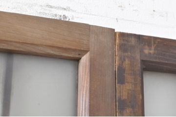 ビンテージ建具　風情のある佇まいが魅力的な格子入りガラス戸4枚セット(引き戸、格子戸、ガラス帯戸、ヴィンテージ)(R-072907)