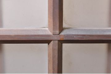 ビンテージ建具　風情のある佇まいが魅力的な格子入りガラス戸4枚セット(引き戸、格子戸、ガラス帯戸、ヴィンテージ)(R-072907)