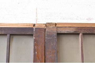 ビンテージ建具　風情のある佇まいが魅力的な格子入りガラス戸4枚セット(引き戸、格子戸、ガラス帯戸、ヴィンテージ)(R-072907)
