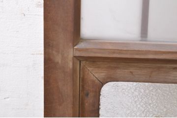 ビンテージ建具　風情のある佇まいが魅力的な格子入りガラス戸2枚セット(引き戸、格子戸、ガラス帯戸、ヴィンテージ)(R-072908)