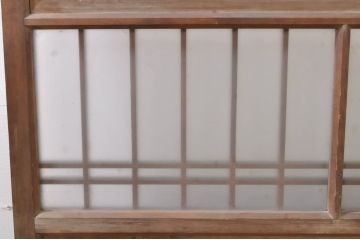ビンテージ建具　風情のある佇まいが魅力的な格子入りガラス戸2枚セット(引き戸、格子戸、ガラス帯戸、ヴィンテージ)(R-072908)