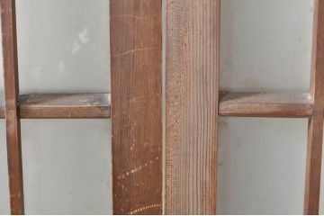 ビンテージ建具　風情のある佇まいが魅力的な格子入りガラス戸2枚セット(引き戸、格子戸、ガラス帯戸、ヴィンテージ)(R-072908)