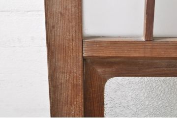 ビンテージ建具　風情のある佇まいが魅力的な格子入りガラス戸2枚セット(引き戸、格子戸、ガラス帯戸、ヴィンテージ)(R-072908)