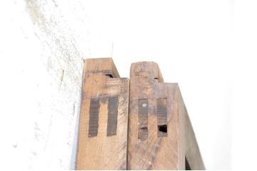 ビンテージ建具　風情のある佇まいが魅力的な格子入りガラス戸2枚セット(引き戸、格子戸、ガラス帯戸、ヴィンテージ)(R-072908)