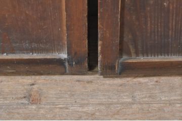 アンティーク建具　落ち着きのある佇まいが魅力的な裏障子付き幅狭格子戸4枚セット(引き戸、ガラス帯戸、障子戸)(R-072909)