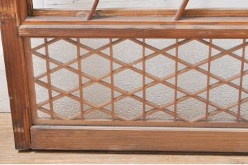アンティーク建具　希少デザイン　組子入り　波打つようなウェーブデザインが目を惹く書院戸4枚セット(窓、障子戸、引き戸)(R-072910)