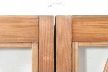 アンティーク建具　希少デザイン　組子入り　波打つようなウェーブデザインが目を惹く書院戸4枚セット(窓、障子戸、引き戸)(R-072910)