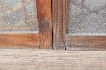 アンティーク建具　希少デザイン　組子入り　波打つようなウェーブデザインが目を惹く書院戸4枚セット(窓、障子戸、引き戸)(R-072910)