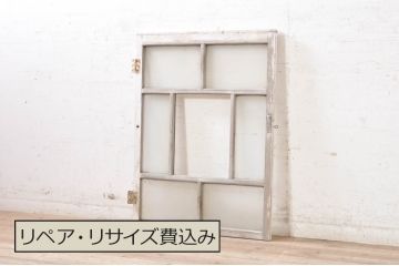 アンティーク建具　ペイント仕上げ限定　大正ロマン　シャビーなペイントが印象的なガラス窓1枚(ガラス戸、ガラス扉)(R-072911)
