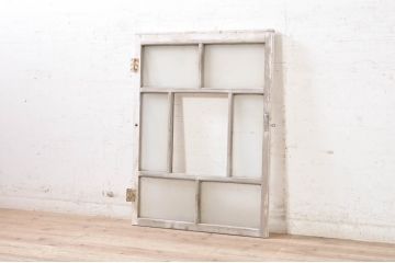 アンティーク建具　ペイント仕上げ限定　大正ロマン　シャビーなペイントが印象的なガラス窓1枚(ガラス戸、ガラス扉)(R-072911)