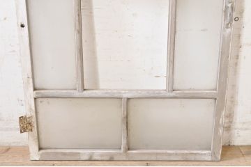 アンティーク建具　ペイント仕上げ限定　大正ロマン　シャビーなペイントが印象的なガラス窓1枚(ガラス戸、ガラス扉)(R-072911)