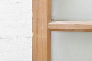 アンティーク建具　レアデザイン　大正ロマン　素朴な木味が魅力的な組み合わせ窓2枚セット(ガラス窓、ガラス戸、引き戸)(R-072912)