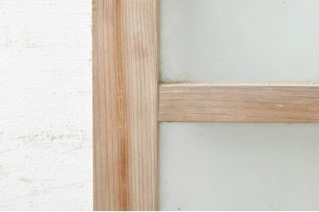 アンティーク建具　レアデザイン　大正ロマン　素朴な木味が魅力的な組み合わせ窓2枚セット(ガラス窓、ガラス戸、引き戸)(R-072912)