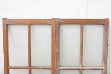 アンティーク建具　ノスタルジックな雰囲気漂うガラス窓2枚セット(引き戸、ガラス戸)(R-072913)