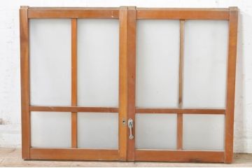 アンティーク建具　ノスタルジックな雰囲気漂うガラス窓2枚セット(引き戸、ガラス戸)(R-072913)