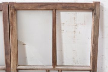 アンティーク建具　大正ロマン　どこか懐かしい雰囲気漂うガラス窓2枚セット(引き戸、ガラス戸)(R-072914)
