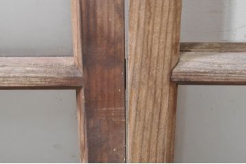 アンティーク建具　大正ロマン　どこか懐かしい雰囲気漂うガラス窓2枚セット(引き戸、ガラス戸)(R-072914)