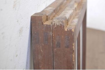 アンティーク建具　大正ロマン　どこか懐かしい雰囲気漂うガラス窓2枚セット(引き戸、ガラス戸)(R-072914)
