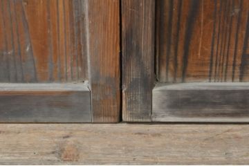 アンティーク建具　風情のある佇まいが魅力的な裏障子付き格子戸4枚セット(引き戸、障子戸、ガラス帯戸)(R-072916)