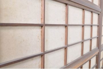 アンティーク建具　風情のある佇まいが魅力的な裏障子付き格子戸4枚セット(引き戸、障子戸、ガラス帯戸)(R-072916)