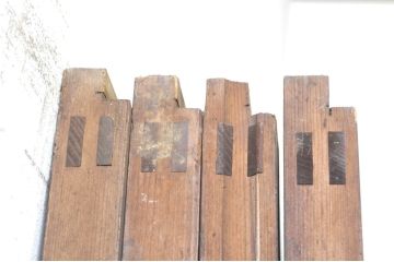 アンティーク建具　風情のある佇まいが魅力的な裏障子付き格子戸4枚セット(引き戸、障子戸、ガラス帯戸)(R-072916)