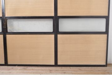 アンティーク建具　2Wayで楽しめる!懐かしい雰囲気の格子戸・ふすま戸の4枚セット(引き戸、ガラス帯戸)(R-072917)