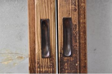 アンティーク建具　2Wayで楽しめる!懐かしい雰囲気の格子戸・ふすま戸の4枚セット(引き戸、ガラス帯戸)(R-072917)