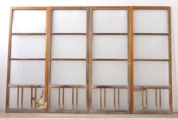アンティーク建具　レトロな空間づくりにオススメの幅狭ガラス戸4枚セット(引き戸)(R-072919)
