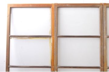 アンティーク建具　レトロな空間づくりにオススメの幅狭ガラス戸4枚セット(引き戸)(R-072919)