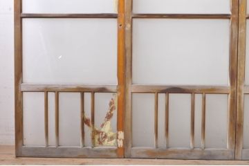 アンティーク建具　レトロな空間づくりにオススメの幅狭ガラス戸4枚セット(引き戸)(R-072919)
