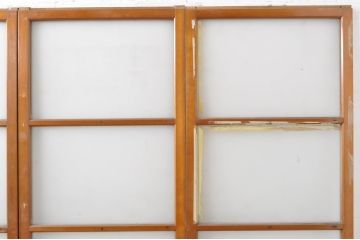 アンティーク建具　レトロな空間づくりにオススメの幅狭ガラス戸4枚セット(引き戸)(R-072919)