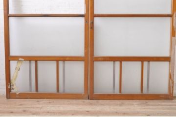 アンティーク建具　レトロ　ノスタルジックな雰囲気漂うガラス戸2枚セット(引き戸)(R-072920)