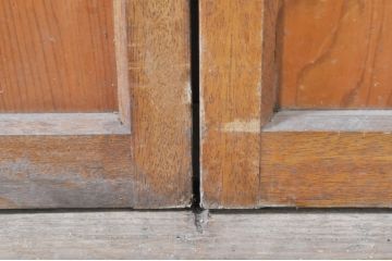 ビンテージ建具　大正ロマン　レトロな空間づくりにオススメのガラス戸2枚セット(引き戸、ヴィンテージ)(R-072921)