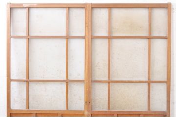 ビンテージ建具　大正ロマン　レトロな空間づくりにオススメのガラス戸2枚セット(引き戸、ヴィンテージ)(R-072921)
