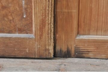 アンティーク建具　落ち着いた和の空間を演出するガラス帯戸2枚セット(引き戸、板戸)(R-072922)