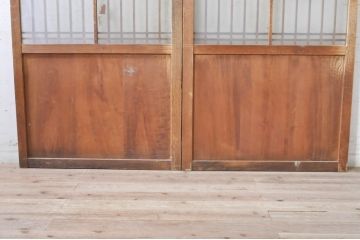 アンティーク建具　落ち着いた和の空間を演出するガラス帯戸2枚セット(引き戸、板戸)(R-072923)