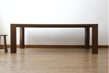 中古　カリモク家具(karimoku)　domani(ドマーニ)　Excel-Life(エクセルライフ)　ウォールナット材　直線のシルエットが印象的なダイニングテーブル(食卓、作業台、机、4人掛け、6人掛け)(定価約56万円)(R-072925)